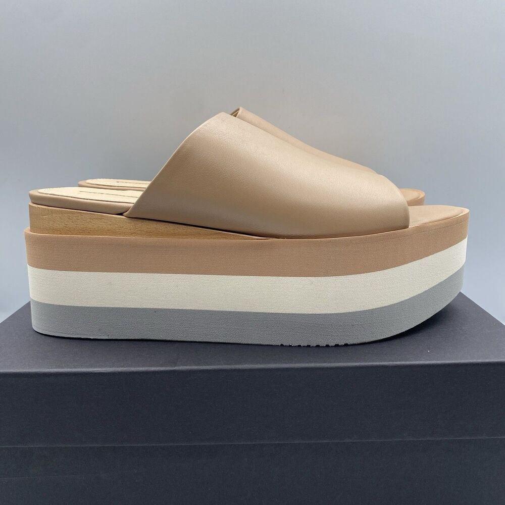 Paloma Barcelo Alice Sandals Womens 40 9.5 Neutral Beige Platform Shoes NWB
